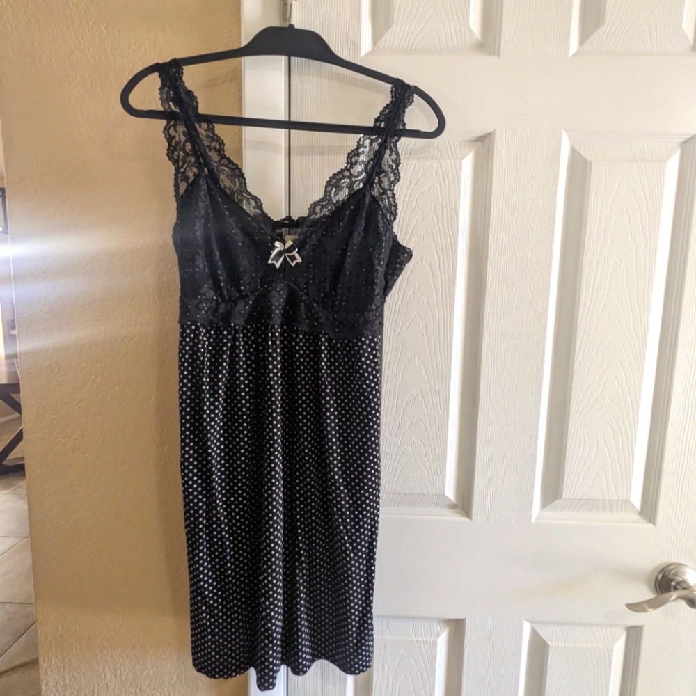 Soma Women's Cool Nights Soft Support Chemise, Size L, Black/White